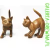 KOT Rzeźba Figurka Drewniana Koty 11x8cm Rękodzieło Suar Dekor Wnętrz