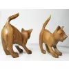 KOT Rzeźba Figurka Drewniana Koty 11x8cm Rękodzieło Suar Dekor Wnętrz