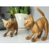 KOT Rzeźba Figurka Drewniana Koty 11x8cm Rękodzieło Suar Dekor Wnętrz