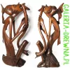 RZEŹBA Drewniana Abstrakcja z Fletem 53cm Rękodzieło Unikat