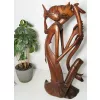 RZEŹBA Drewniana Abstrakcja z Fletem 53cm Rękodzieło Unikat