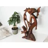 RZEŹBA Drewniana Abstrakcja z Fletem 53cm Rękodzieło Unikat
