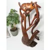 RZEŹBA Drewniana Abstrakcja z Fletem 53cm Rękodzieło Unikat