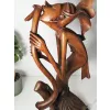 RZEŹBA Drewniana Abstrakcja z Fletem 53cm Rękodzieło Unikat
