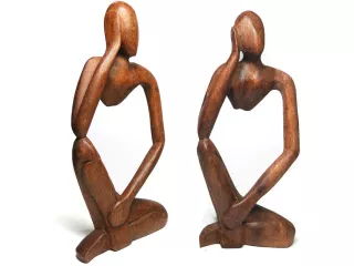 Piękna RZEŹBA Z DREWNA Abstrakcja YOGA 30cm Myśliciel