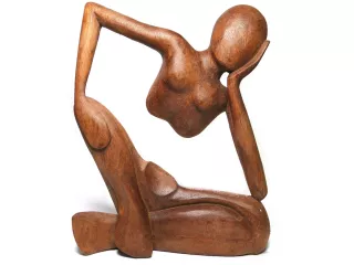 Piękna RZEŹBA Z DREWNA Myśliciel YOGA 30x23 Orient