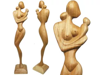 Misterna 80cm RZEŹBA z Drewna Abstrakcja Matka