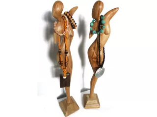 Misterna 50cm RZEŹBA Drewno YOGA Stojak na Biżuterię