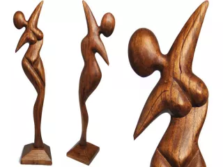 RZEŹBA 54cm Zmysłowa Kobieta Rękodzieło Drewno Statua