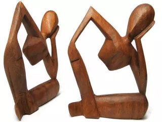 Piękna RZEŹBA Z DREWNA Abstrakcja YOGA 15x11cm