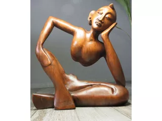 Piękna RZEŹBA Z DREWNA Abstrakcja YOGA 40x32cm