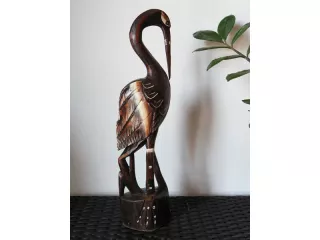 50cm Rzeźba drewno PTAK Czapla Rękodzieło Orient