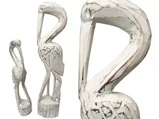30cm Rzeźba drewno PTAK Czapla Rękodzieło Orient