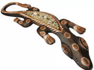 Rzeźba GEKON 58cm z Drewna Rękodzieło Dekoracja
