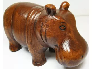 Rzeźba Figurka HIPOPOTAM Drewno Suar Rękodzieło