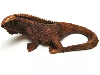 Figurka, Rzeźba Drewno Suar IGUANA Rękodzieło 21cm