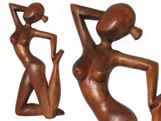 Piekna RZEŹBA Zmysłowa Kobieta Yoga Rękodzieło Drewno 20cm