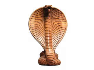 Rzeźba drewno KOBRA 11cm Rękodzieło Indonezja