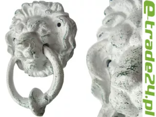 Stylowa Kołatka Żeliwna 15x11cm z Żeliwa LEW Biała