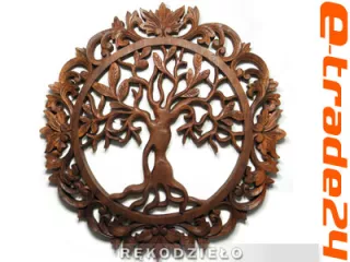 DRZEWO ŻYCIA Misterny Ornament śr. 40cm Rzeźba z Drewna