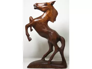 Rzeźba Figura KOŃ Drewno Suar Koń 40cm Rękodzieło