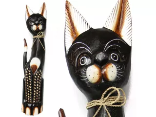 Figurka Koty Rzeźba Drewniana KOT 80cm Rękodzieło