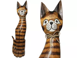 Figurka Koty Rzeźba Drewniana KOT 50cm Rękodzieło