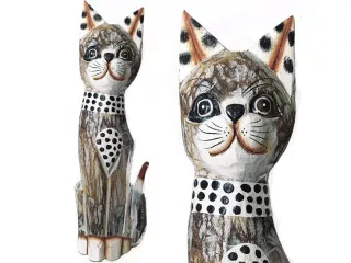 Figurka Koty Rzeźba Drewniana KOT 30cm Rękodzieło Dekor wnętrz