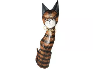 KOT Rzeźba Figurka Drewniana Koty 50cm Rękodzieło