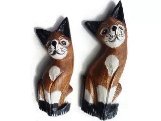 Komplet Koty Rzeźba Drewniana 2szt para 12 i 15cm