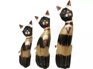 Figurka Koty Rzeźba Drewniana KOT 35/30/25cm komplet