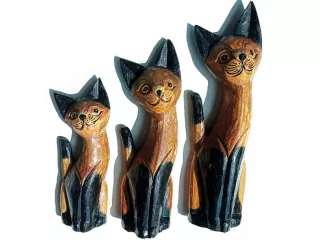 Figurka Koty Rzeźba Drewniana KOT 30/25/20cm komplet