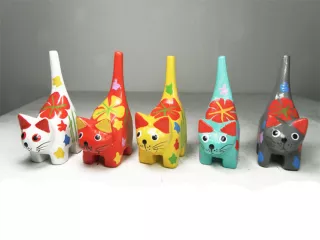 Figurki Rzeźby z Drewna KOT komplet 5szt