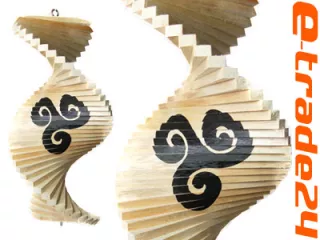 Kręcioł Spiral Wietrzny z Drewna - 40cm Zawieszka