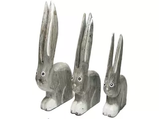 Figurki Rzeźby z Drewna Królik kpl 3szt Króliki