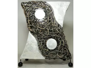 LAMPA Masa Perłowa + Rattan - Rękodzieło Lampka