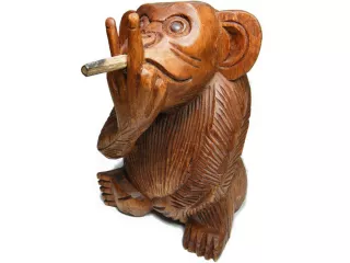 Rzeźba z Drewna Suar Osobliwa MAŁPA Rękodzieło Orient