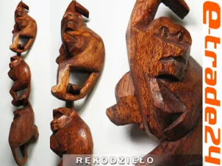 Rzeźba 3 Wiszące MAŁPY Drewno Suar - Rękodzieło