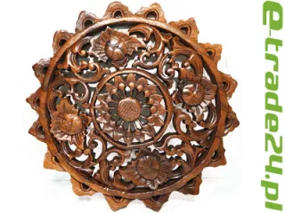 Rzeźba z Drewna MANDALA Ornament Lotos śr. 30cm