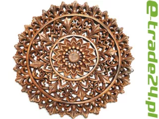 Rzeźba z Drewna MANDALA Ornament Lotos śr. 40cm