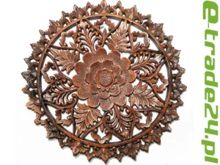 Rzeźba z Drewna MANDALA 3D Ornament Lotos śr. 40cm