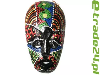 Kolorowa Rzeźba Maska Drewno - Rękodzieło 15cm MIX wzory