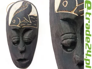 Rzeźba Maska Drewno RYBA - Rękodzieło 20cm