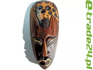 Rzeźba Maska z Drewna Rękodzieło 20cm ŻYRAFA