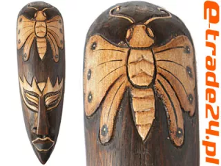 Rzeźba Maska Etno Drewno MOTYL Rękodzieło 20cm