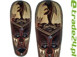 Rzeźba Maska z Drewna Etniczna z Rybą 30cm