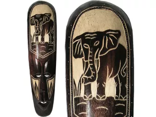 Rzeźba Maska z Drewna ze Słoniem 50cm Rękodzieło