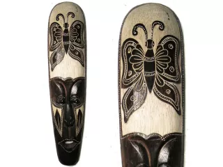 Maska z Drewna z Motylem 50cm Rękodzieło Dekoracja ściany