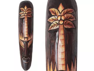 Rzeźba Maska z Drewna z Palmą 50cm Rękodzieło Orient