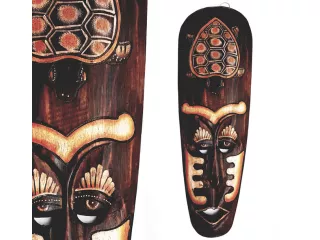 Rzeźba Maska z Drewna z Żółwiem 50cm Rękodzieło Dekoracja ściany